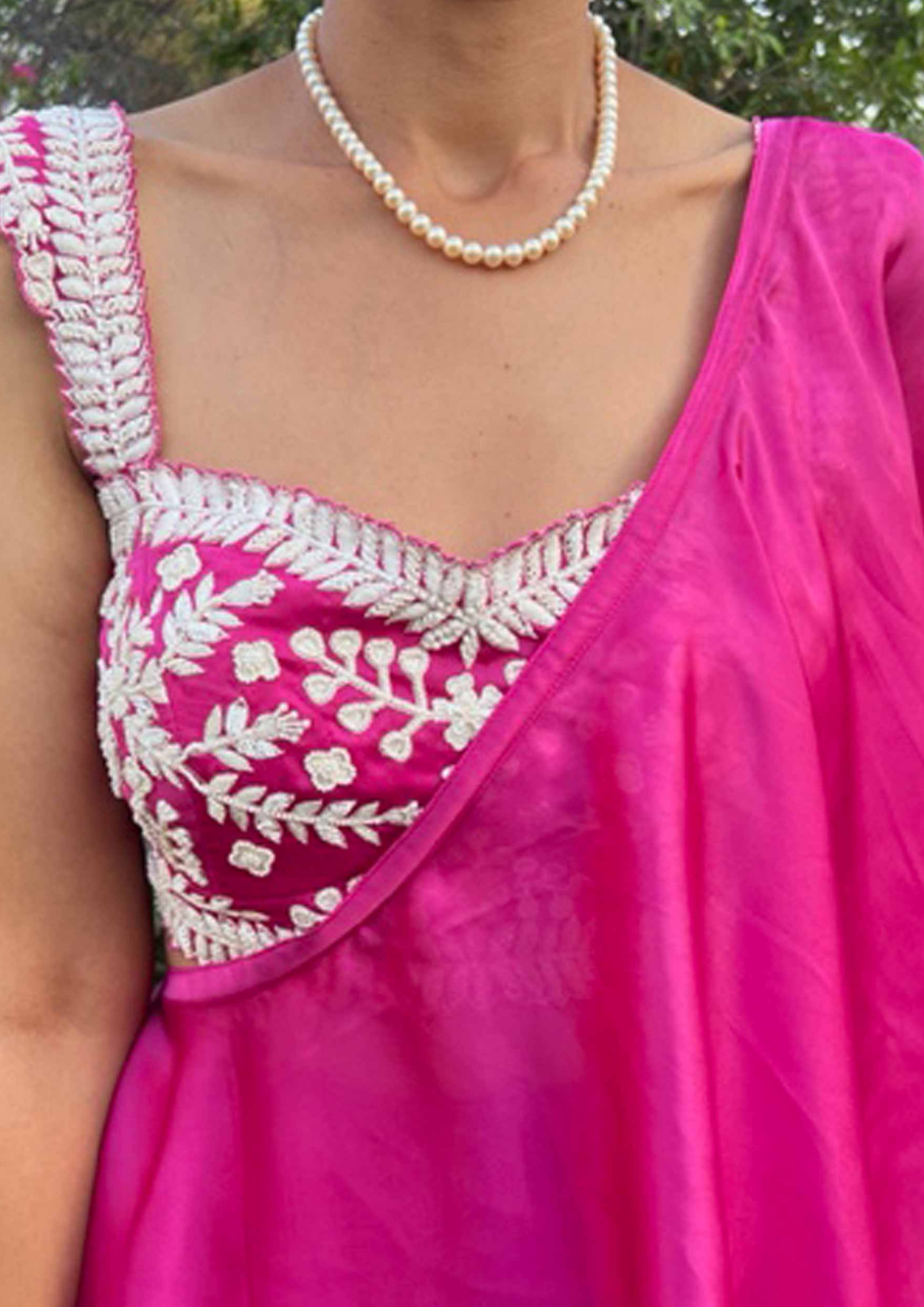 Akira Pink Pre- Stitched Waterfall Draped Saree and Blouse.