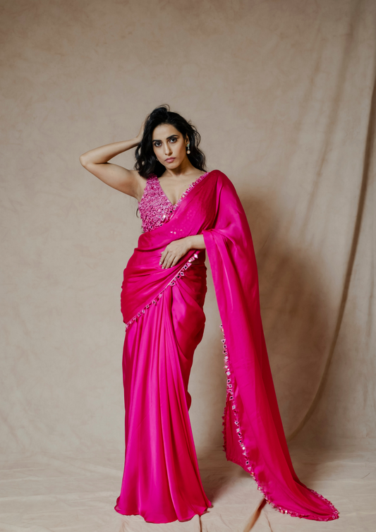 Noor Hot Pink Saree Set