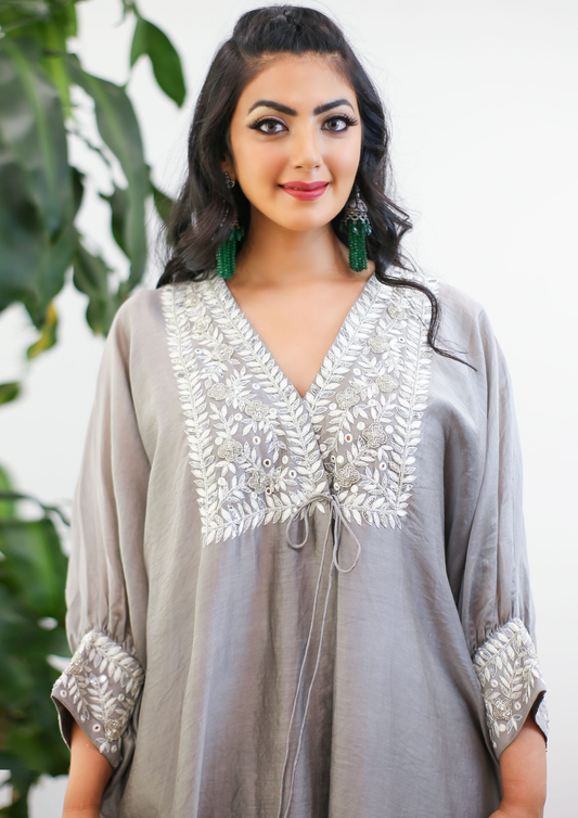 Sorbet Isha Grey Kaftan Kurta Set.