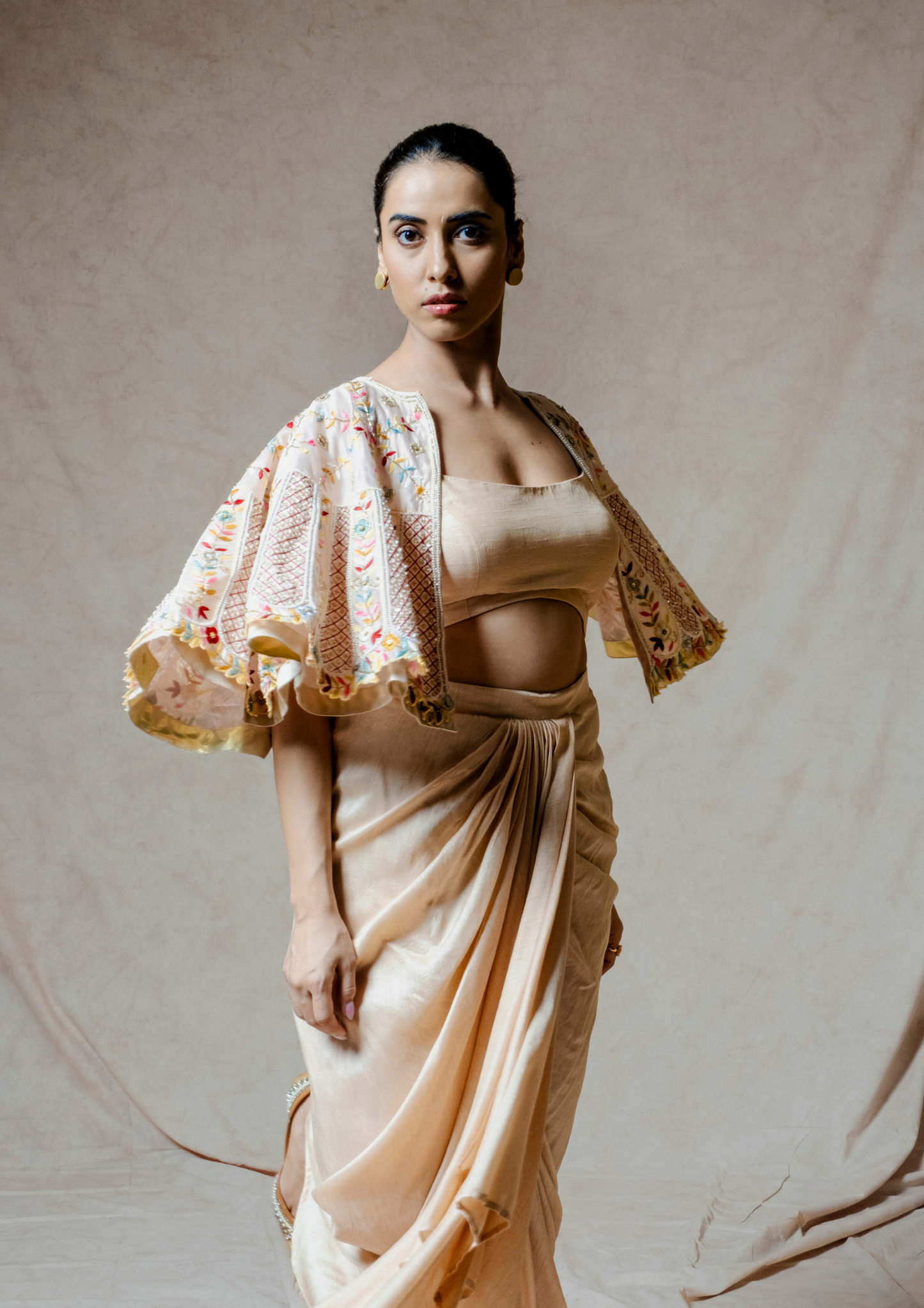 Noor Champagne Cape and Skirt Set.