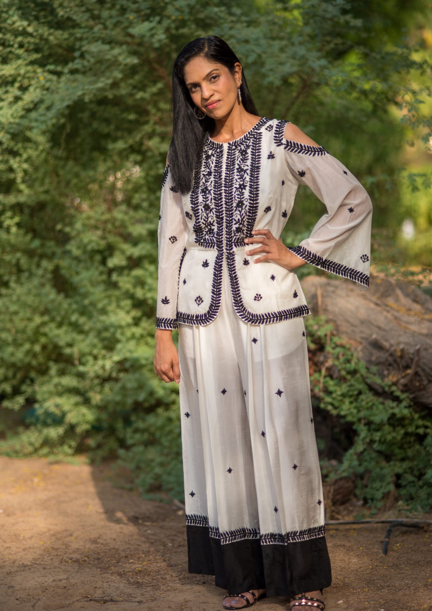 Akira Black and White Jumpsuit and Jacket Set