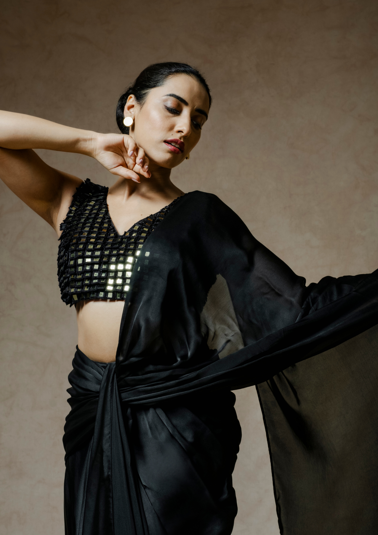 Noor Midnight Black Saree Set
