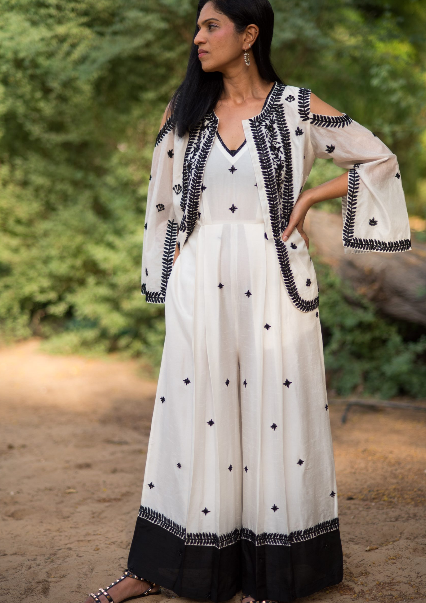 Akira Black and White Jumpsuit and Jacket Set