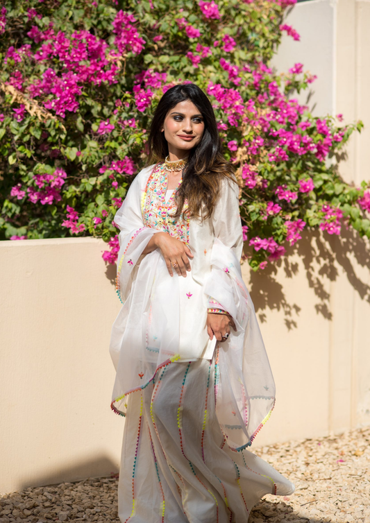 Akira Mayra Off White Palazzo Kurta Set.