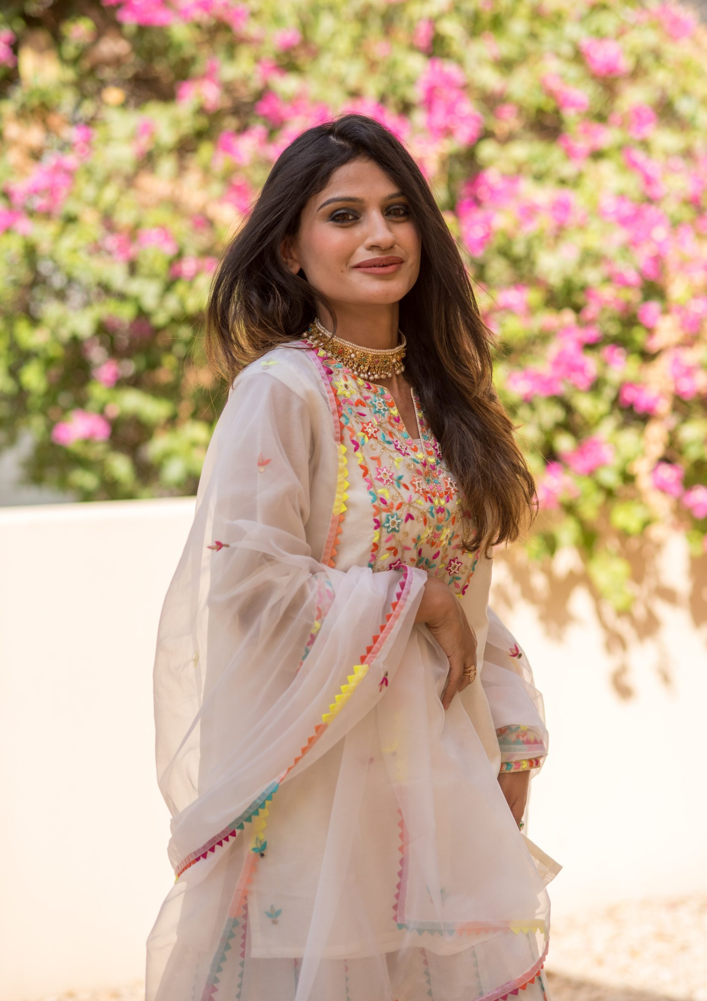Akira Mayra Off White Palazzo Kurta Set.