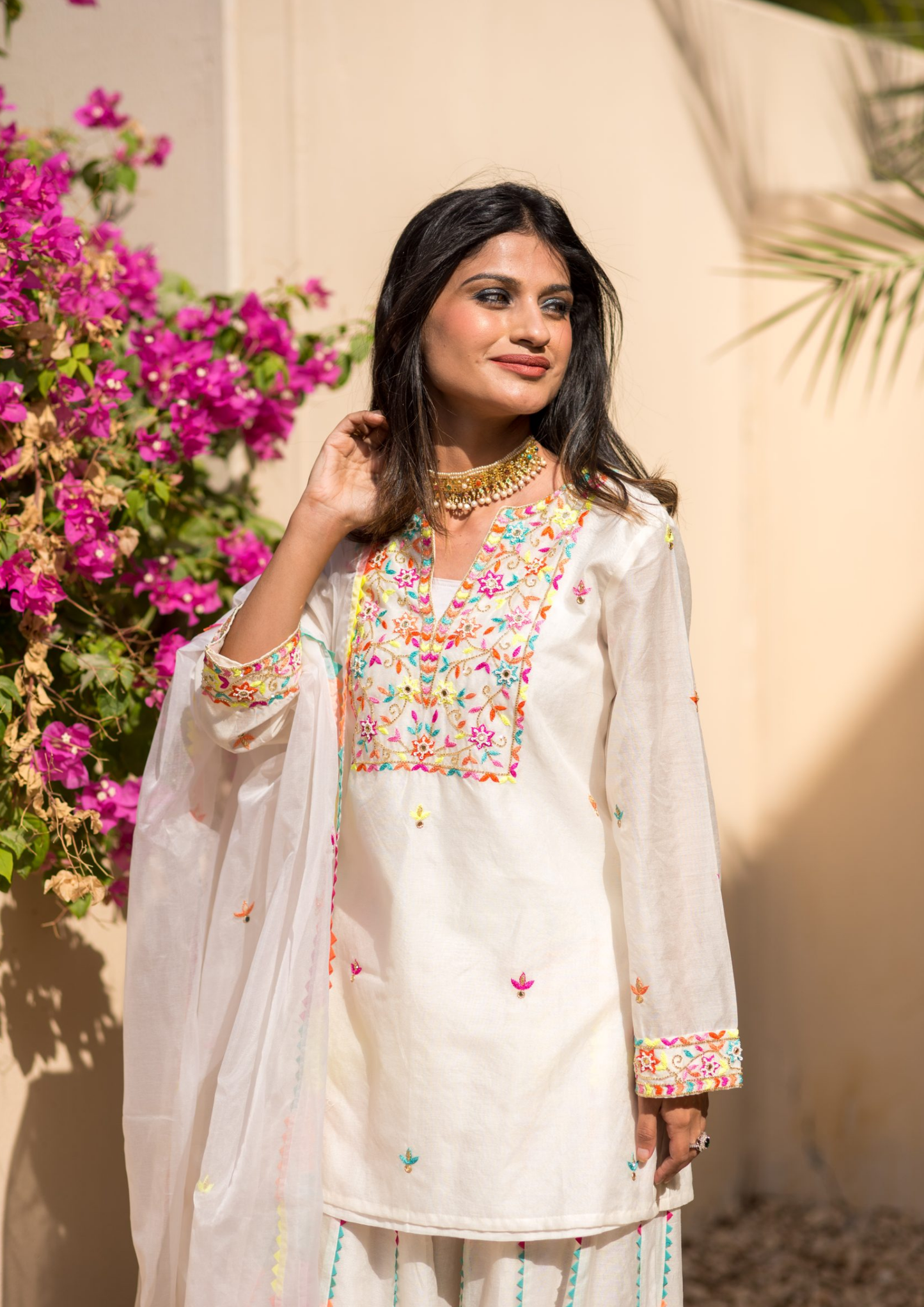 Akira Mayra Off White Palazzo Kurta Set.