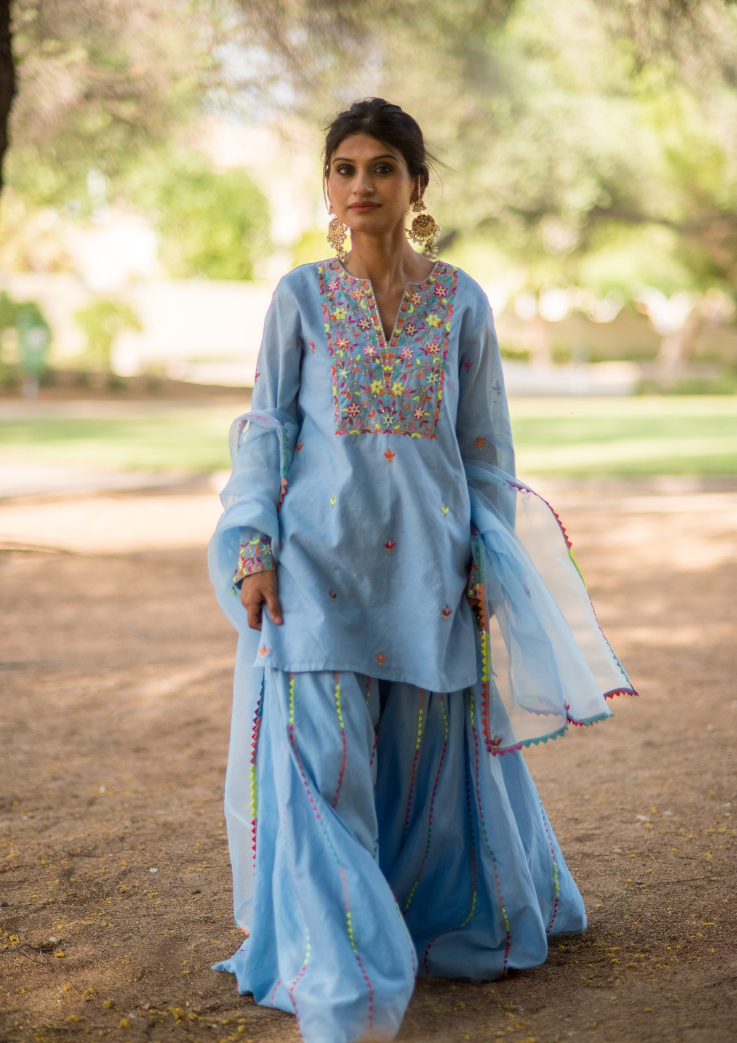 Akira Mayra Powder Blue Palazzo Kurta Set.
