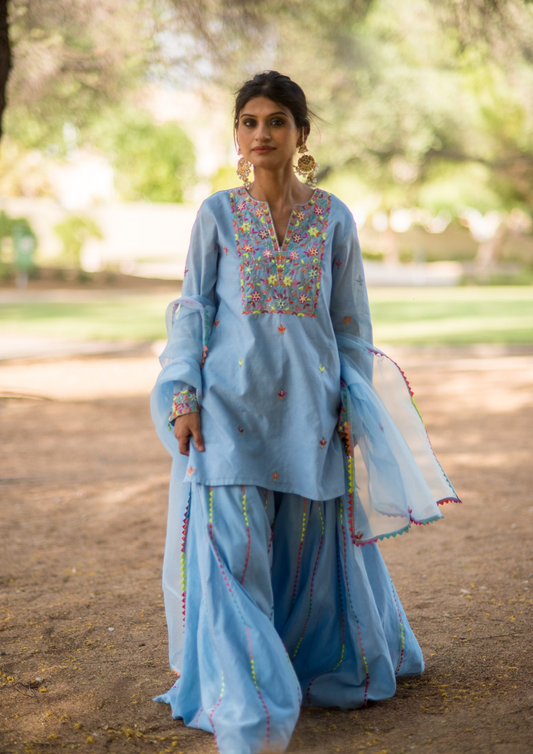 Akira Mayra Powder Blue Palazzo Kurta Set.