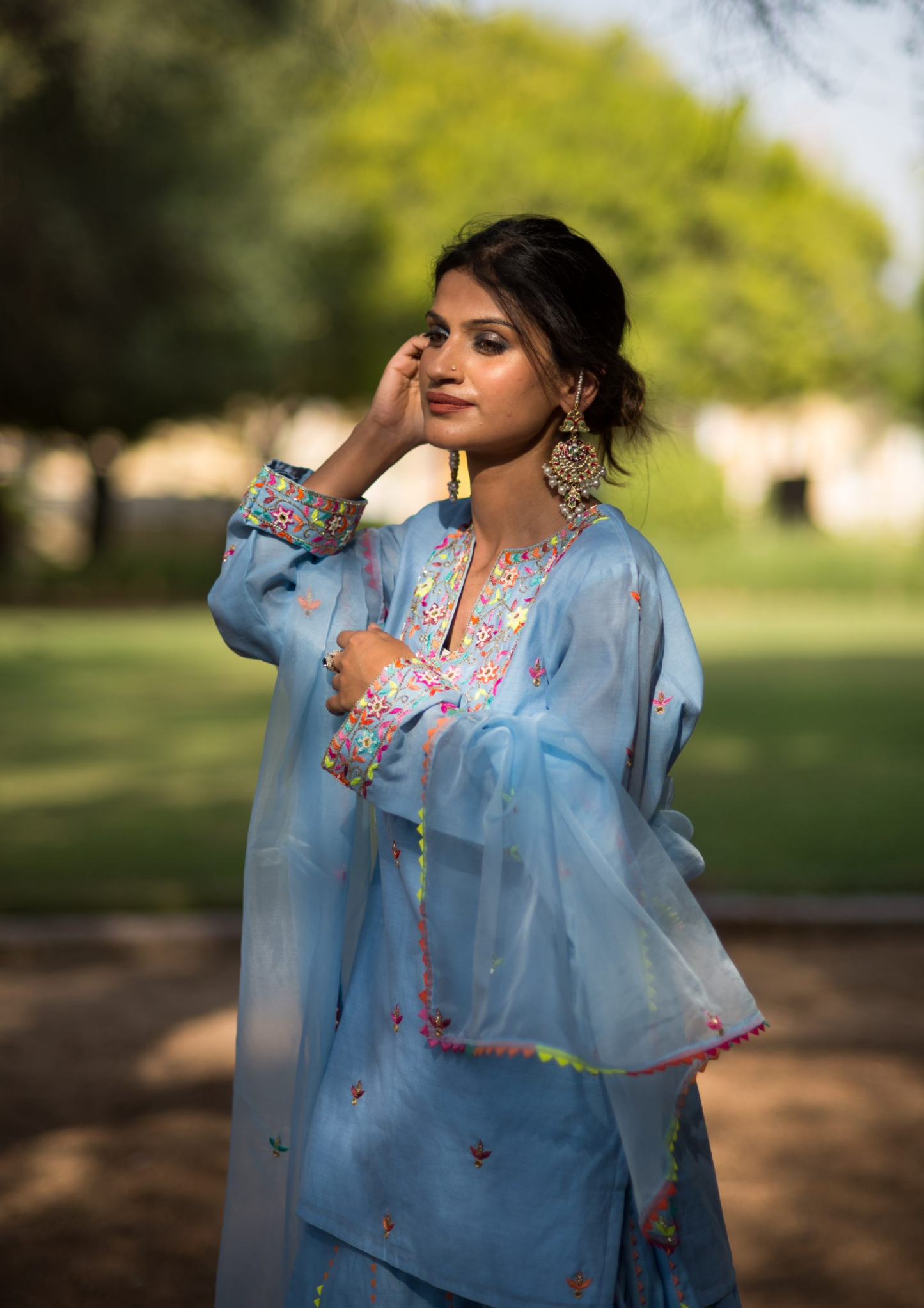 Akira Mayra Powder Blue Palazzo Kurta Set.
