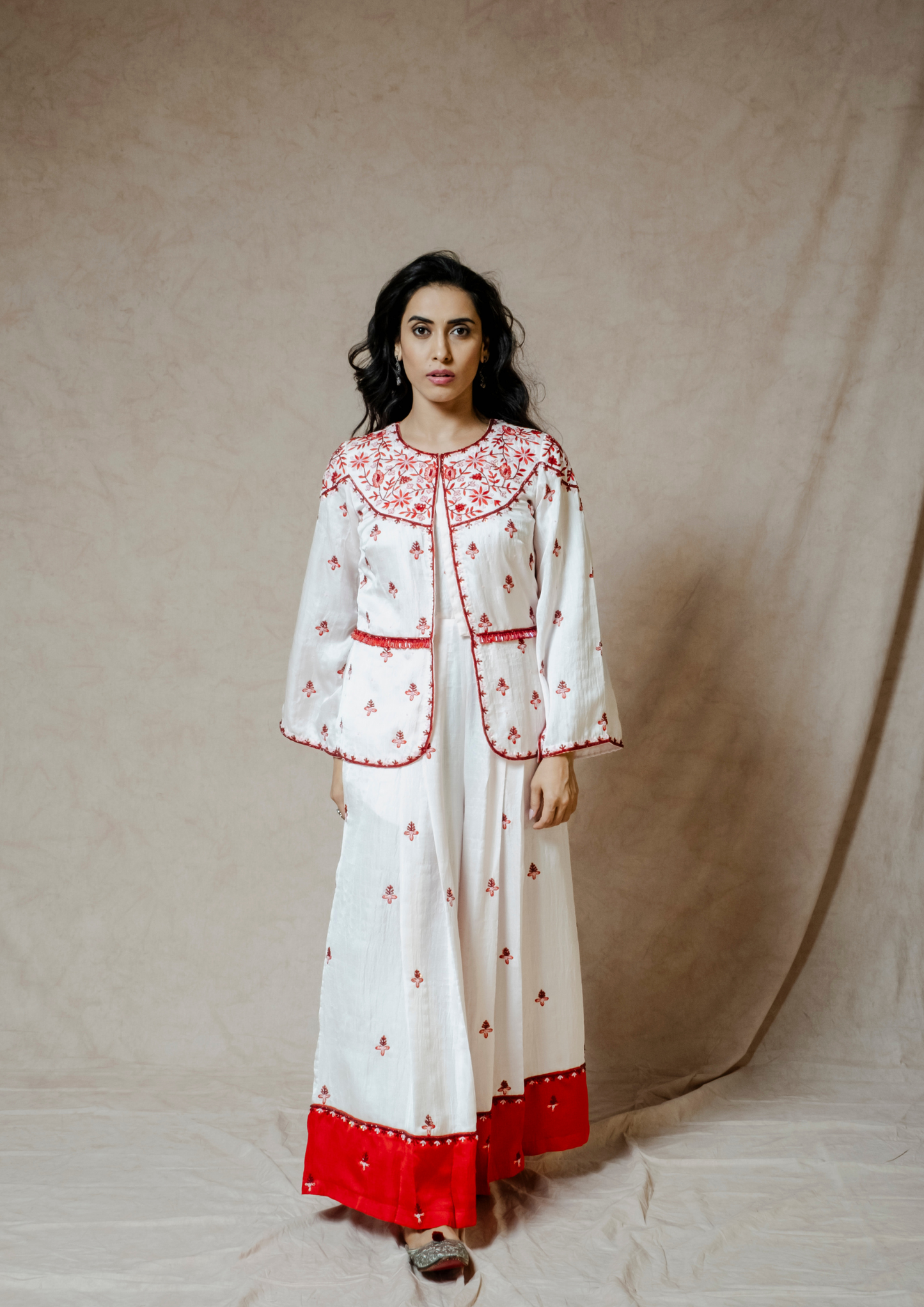 Akira Red and Dusty Pink Jumpsuit and Jacket Set.